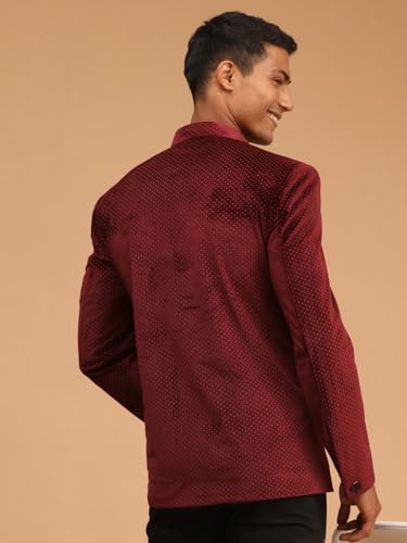 Image of VASTRAMAY Men's Velvet Jodhpuri | Velvet Polka Dot Jodhpuri Coat. The Threads of The Fabric Is Woven Tightly And Has A Long Lasting Sheen, This Jodhpuri Is Deservingly Called Prince Coat.