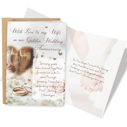 Naixiwen Romantic Golden Anniversary Card for Wife, 50th Wedding Anniversary Card for Wife from Husband, Many Years We've Shared Together