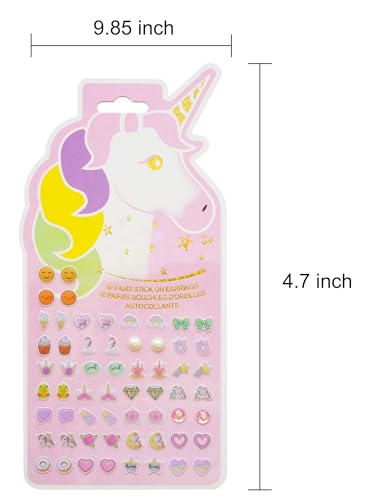 Image of Stick On Earrings - Girls 3D Unicorn Sticker Earrings Self-Adhesive Glitter Craft Gem Stickers Easter Stick on Earring(Unicorn)