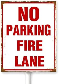 No Parking Fire Lane Sign With Stake No Parking Sign For Yard Aluminum Reserved Parking Street Business Porch Farmhouse Ranch Farm Courtyard Decoration 6x4.6inch