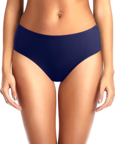 Image of Tempt Me Women Bikini Bottoms Mid Waist Bathing Suit Swimsuit Ruched Swim Bottom