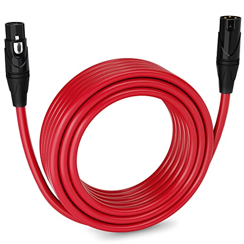 Câble XLR symétrique LyxPro LCS rouge de 50 pieds pour microphone et console audio