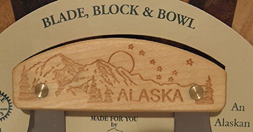 Ulu Factory Alaska Ulu Birch Walnut Stripe Wood Chopping Bowl-Board Mountain Dipper Design Handle (1) #TOP1