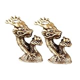 Genérico Llavero Decorativo Forma de Dragón de Latón Macizo 2 Piezas Adorno para Escritorio y Hogar Mini Estatuas para Oficina Restaurante y Salón de Té Atractivo para Buena Fortuna