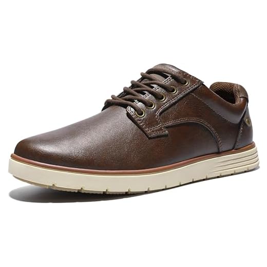NCCB Sapato social masculino casual Oxfords confortável para negócios formal, Marrom escuro, 39