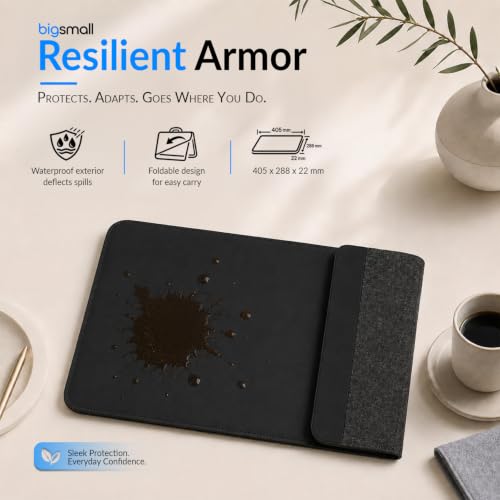 Image of Bigsmall 3-in-1 Laptop Desk Mat with Wireless Charger, Mouse Pad & Phone Charging Stand, Compatible with MacBook, iPad, Surface, Dell, HP, Lenovo & ASUS Laptops Up to 14 Inch, Non-Slip Desk Organizer