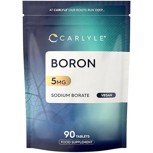 Boron Supplements 5mg | for Men & Women | 90 Vegan Tablets | High Strength Sodium Borate | by Carlyle