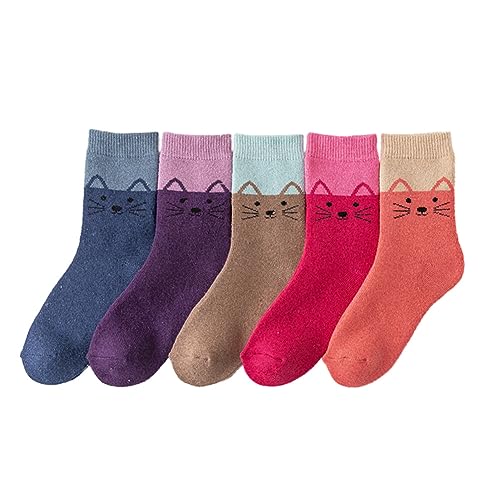 Surakey 5 Pairs Womens Socks Winter Wool Socks Cozy Knit Warm Socks Thickened Length Socks for Mountain Climbing, Skiing Cold Snowy Days, Type 8