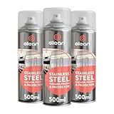 GLEAN Stainless Steel Cleaner & Polish Spray Aerosol | 3x500ml | Shines and Protects | Ideal Steel Cleaner For Fridges, Sinks, Kitchen Appliances | Removes Dirt, Grease and Fingermarks
