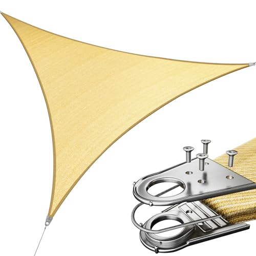 Royal Shade 12' x 12' x 12' Beige Triangle Super Ring Sun Shade Sail Canopy RSAWTN, Heavy Duty...