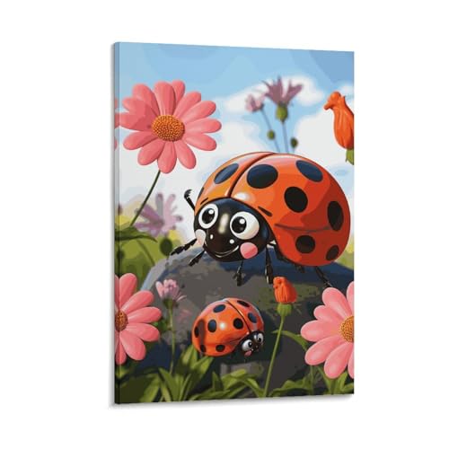 Toile coccinelle moderne pour raviver un mur blanc de salon