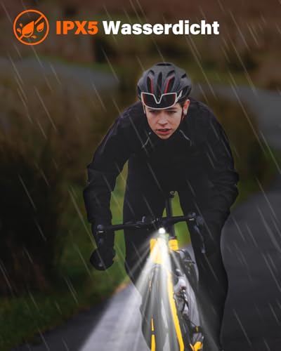 Akdomart LED Fahrradlicht Vorne, USB Aufladbar mit 600mAh Akku, Fahrradbeleuchtung StVzo zugelassen, Fahrradlampe Vorne IPX5 Wasserdicht Fahrradlicht Kinderfahrrad
