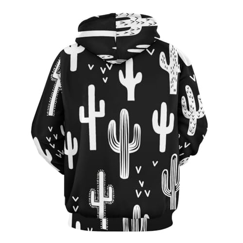 Sweatshirt pull imprimé cactus contrasté avec capuche ajustable pour l'hiver - 2