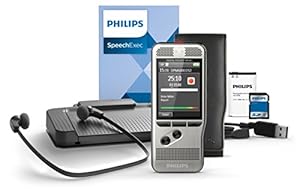 Philips DPM6700 Komplett-Set für Autor und Assistenz, enthält Diktiergerät Aufnahmegerät DPM6000, Fußschalter ACC2330, Stereo-Unterkinn-Kopfhörer LFH0334, Diktier- & Wiedergabe-Software SpeechExec 10