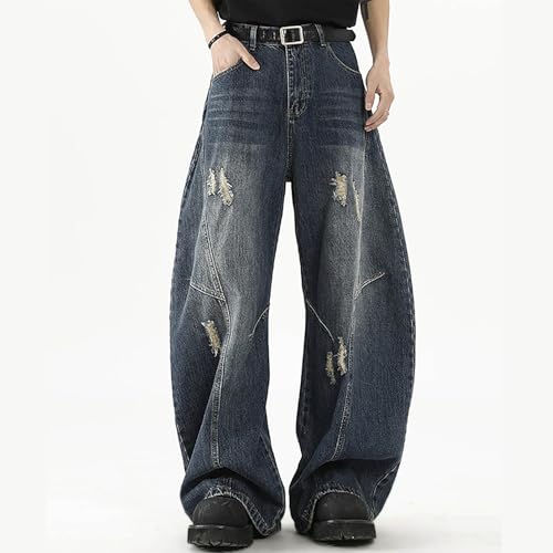 Pantalones vaqueros holgados Y2K unisex de pierna ancha y estilo hip hop para uso diario 2