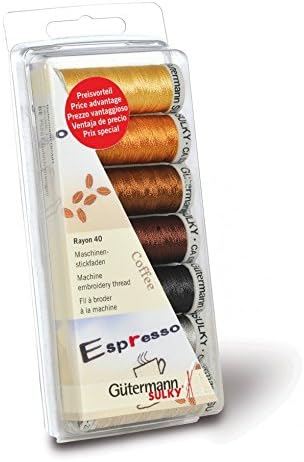 Gutermann Machine Embroidery Rayon 40 Thread Set 200m Coffee - per pack of 7