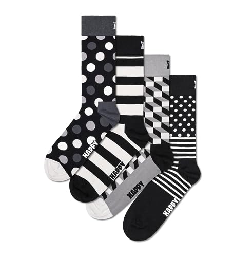Happy Socks Classic Style 4-Pack Black & White Gift Set for Men and Women- Size Medium/Large2