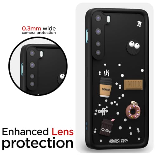 Image of Bintage Back Cover Compatible for One+ Nord 5G | Cute Fun Ball | 3D Taddy Smiley Coffee | Milk Case | Full Body Protection - Black