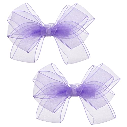 Mabor 2Pcs Purple Mesh Bow Hair Clips, Mesh Tulle Bows Toddler Hair Accessories for Little Girl