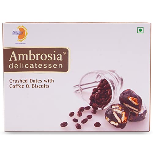 Image of Ambrosia Delicatessen Crushed Dates with Coffee and Biscuits - 250gm | Premium Dates, Khajoor, Khajur | Arabian Dates Gift Pack Box | 100% Natural | Gluten Free | Vegan
