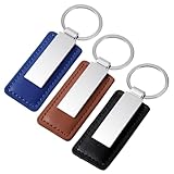 DOPENSPI 3PCS Leather Metal Keyring, Car Keychain Leather Key Chain Key Holder Keys Fob Car Keyring Hanging Ornament for Men Home Office Cars Keys