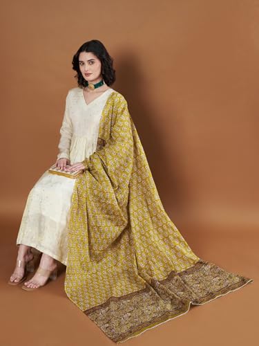 Image of Women's Cotton Blend Floral Print Dupatta with 2.20 Meters | Women's cotton printed dupatta with tassels