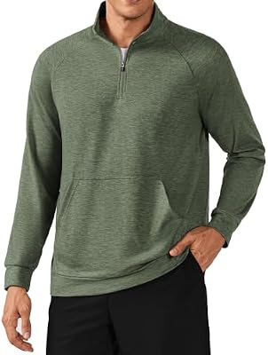 PINSPARK 1/4 Zip Pullover Mens Mock Neck Sweatshirt Lightweight Sweater