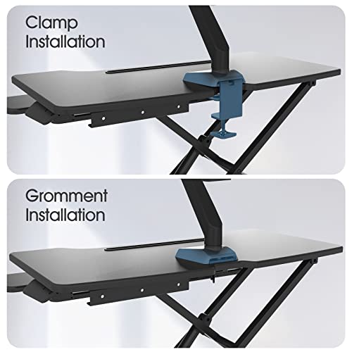 Jylh Joyseeker Standing Desk Converter 32 Inch, Height Adjustable Sit Stand Desk Riser, Quick Sit To Stand Tabletop Dual Monitor Riser Workstation For Home Office With Keyboard Tray, Black #TOP7