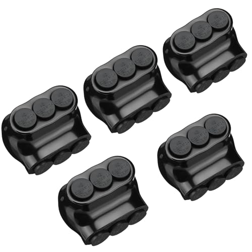 5 Pcs Insulated Connectors, Black Multi Splice Connector, 3 Ports Cable Connectors Single Entry Electrical Power Connector, Pre Filled Wire Connector Interconnect Terminals (2-14 Wire Range)