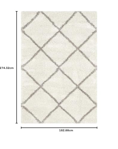 Image of Modern Premium Shaggy Fur Rectangular Rugs And Carpets For Living Room, Bedroom, Office, Area Rug (6X9 Feet, Ivory & Grey)