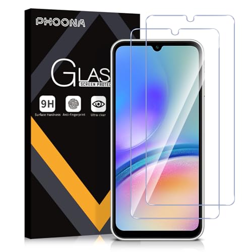 Phoona Protector de Pantalla para Samsung Galaxy A05s, 2 Unidades Cristal Templado para Samsung A05s, Dureza 9H, Sin Burbujas, Antiarañazos(6,7 pulgadas)