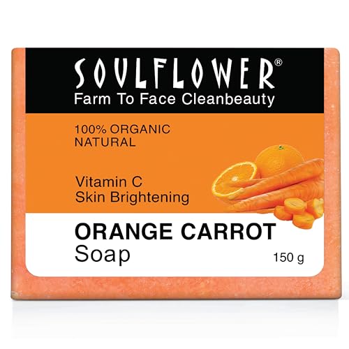 Image of Soulflower Orange Carrot Soap Handmade, 100% Pure, Natural & Cold Processed Grade 1 Bis Standard Premium & Luxurious Soap With Essential Oils, Exotic Herbs & Aroma, 150G