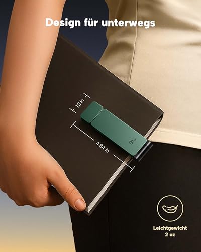 86lux Leselampe Buch Klemme，Wiederaufladbare Buchlampe zum Lesen im Bett，Ultraleichte LED Klemmlampe mit 3 Bernsteinfarben und Stufenlosem Dimmen für Nachtlesen für Buchliebhaber, Kinder,Grün 6
