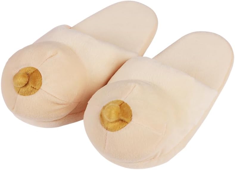haozaikeji Funny Boob Slippers Women Creative Breast Floor Slipper Men Plush Home Flip-Flops Trick Novelty Slip-on Flat Shoes