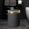 URALFA Automatic Motion Sensor Bathroom Trash Can with Lid, 10.5 Liter / 2.8 Gallon Touchless Trash Bin, Smart Dog Proof Garbage Can, Small Waste Basket for Toilet, Office, Bedroom (Dark Grey)