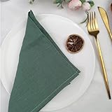 6 servilletas de mesa 100 % lino, 30 x 45 cm, material natural, suave y cómodo, servilletas cuadradas para bodas, cenas, fiestas, decoración de mesa, servilletas de tela (6 unidades, verde oscuro)