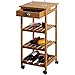 4-Poziomowy Wózek Do Przechowywania W Kuchni Wózek Na Bambusową Wyspę Z Kółkami Ruchoma Półka Na Organizer Z Szufladą