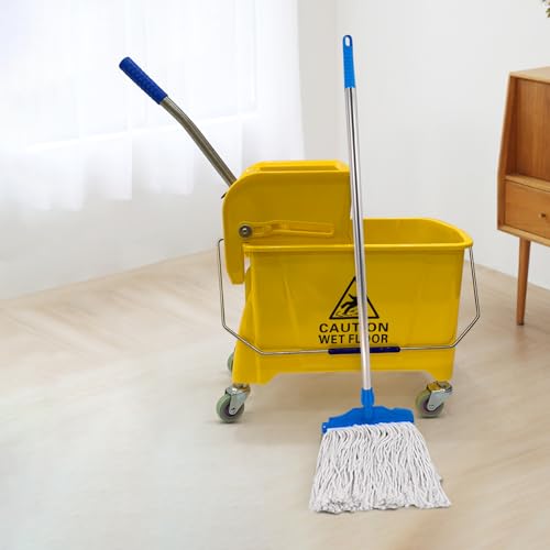Commercial Spin Mop Bucket with Wringer for Wet Mops, Leak-Proof, Floor Cleaner for Mopping, Easy Water Wringing Mop Bucket (25 Quart) (Yellow, 24 L) by SHUNYILONG - Image 3