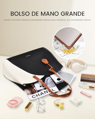 LOVEVOOK Bolso Grande Mujer, Bolso Universidad Bolso Ordenador Portatil 15.6 Pulgadas, Tote Bag Bolsos Shopper para Universitarias Trabajo - imagen 6