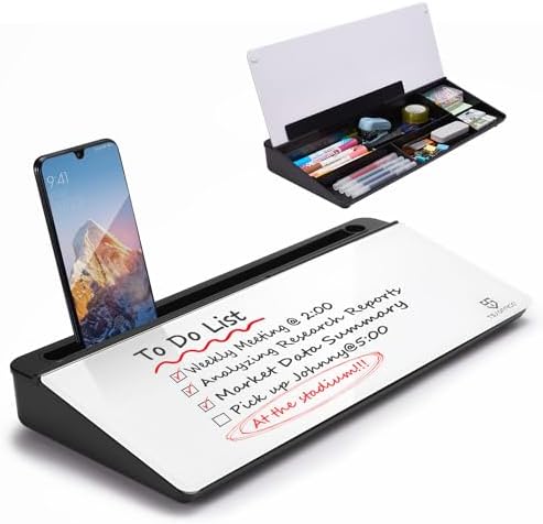 Small Glass Desktop Whiteboard Dry-Erase-Board - Computer Keyboar...