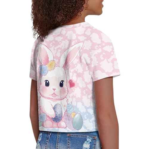 Image of Kids Crop Top Short Sleeve T-Shirts for Girls Size 5-14