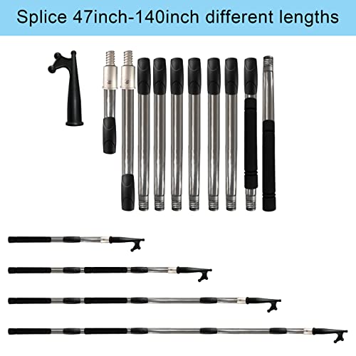 Greeily Boat Hook, Splicing And Adjusting Ship Hook Pole 48Inch, Anti-Scratch And Solid Design | Durable, Light, Rust-Proof And Multi-Function Replaceable Head | Push Pole Multipurpose. (2.8Ft-4Ft) #TOP1