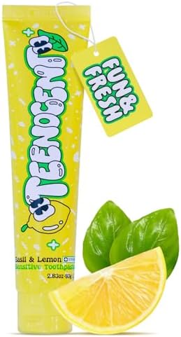 TEENOCENT Natural Nano Hydroxyapatite Sensitive Toothpaste - Fluoride Free, SLS Free, Remineralizing, Adult & Kids, Basil&Lemon Flavor, 2.83 oz (Pack of 1)