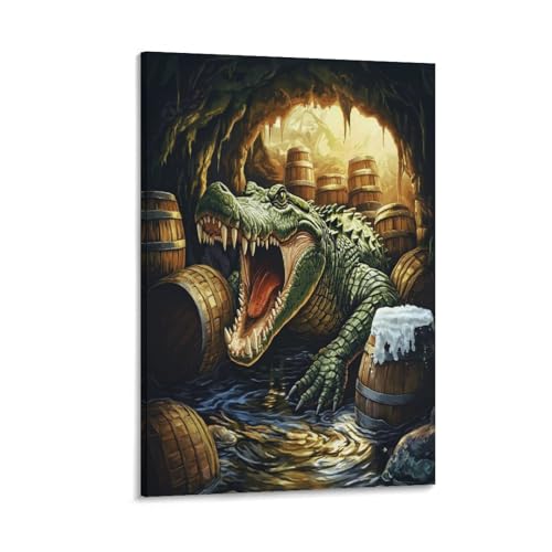 Tableau impression sur toile de qualité supérieure crocodile IEJKLUVWX art mural