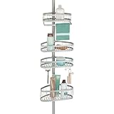 InterDesign York Constant Tension Shower Caddy – Bathroom Storage Shelves for Shampoo, Conditioner, Soap and Razors, Silver