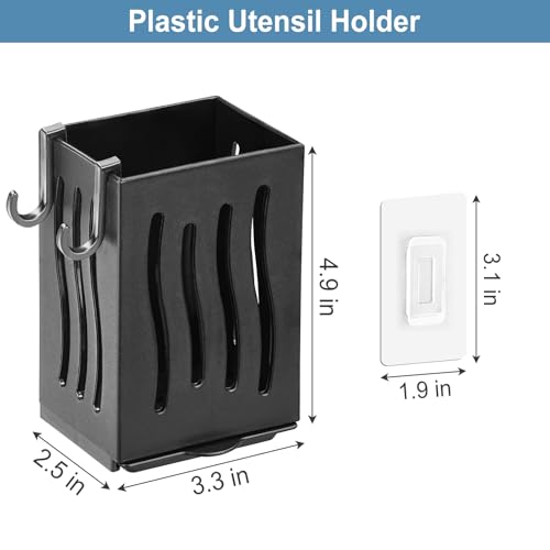 IWNTWY Utensil Drying Rack, 4Pcs Wall Mounted Utensil Holder Kitchen Drainage Basket Accessories, Plastic Dish Drainer Cutlery Knife Fork Spoon Holder Organizer, with Drain tray and Hooks - Thumbnail 2