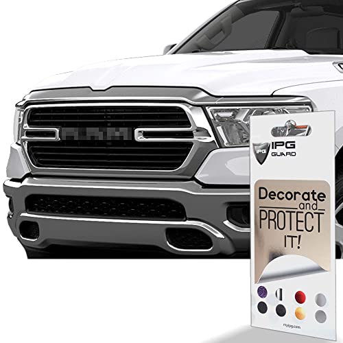 Image of IPG Compatible with 2019-2021 1500 (Tradesman, Bighorn, Laramie, Limited, Rebel) Grille Overlay Stickers Do it Yourself Stickers Set Personalize Your Vehicle (Black Glitter)