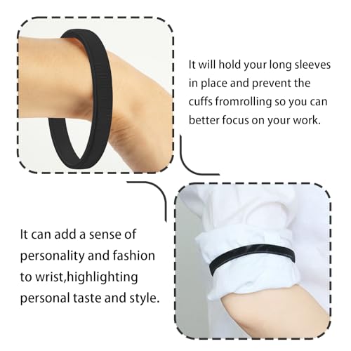 Aomig Ärmelhalter 2 Pcs Schwarz Hemd-Armband Herren Damen Anti Rutsch Armband für Hemden Elastische Metallmanschetten Armelhalter Herren Hemd Hemdhalter Ärmeln Sleeve Holders für Langarm Shirt Bluse