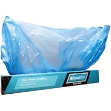 Roll Blue Overspray Paintable Plastic Sheeting 16ft x 350ft, 8 Micron 0.3 Mil, Protective Corona Treated Masking Film Cover, Auto Car Painting, House Paint Cloth