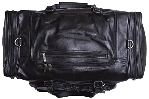 Viosi Malibu 22 Inch Genuine Leather Duffel Travel Bag Sports Gym Bag Weekender Overnight Luggage [Black] #TOP4